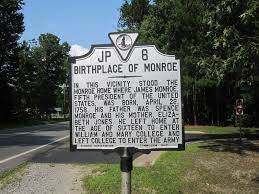Historical Marker at the birthplace of James Monroe