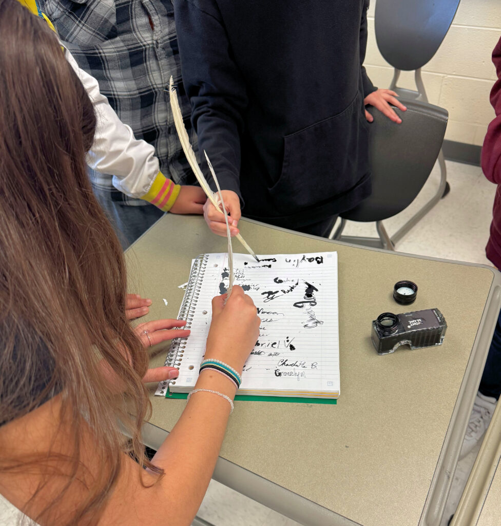 Signing a Colonial document