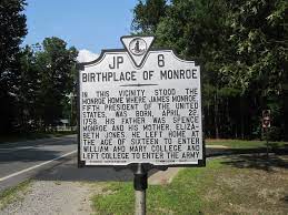 Historical Marker At The Birthplace Of James Monroe